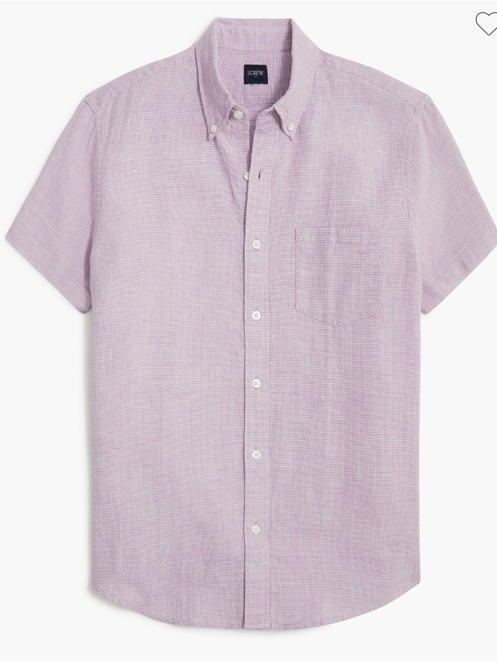 J. Crew Men's 2XL Short-Sleeve Linen Cotton Blend Button-Down Shirt in Lavender